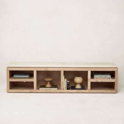 Console multimédia en marbre Sofita - Chêne blanc