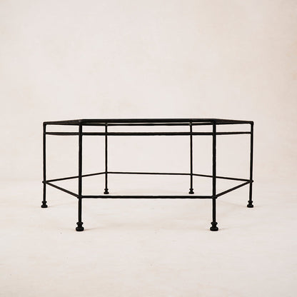 Table basse hexagonale d'extérieur en verre Provence