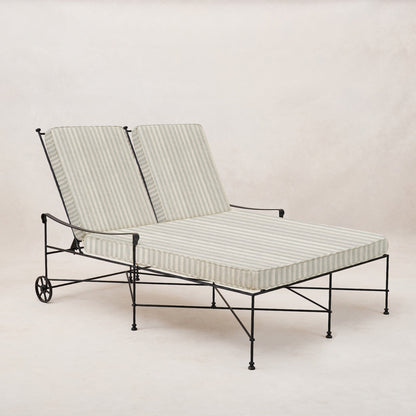 Chaise longue double d'extérieur Provence - Rayures brumeuses