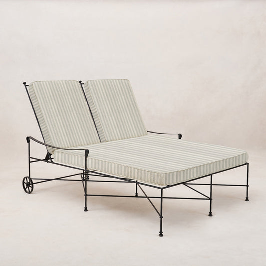 Chaise longue double d'extérieur Provence - Rayures brumeuses