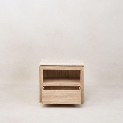 Table de chevet en marbre Sofita - Chêne blanc
